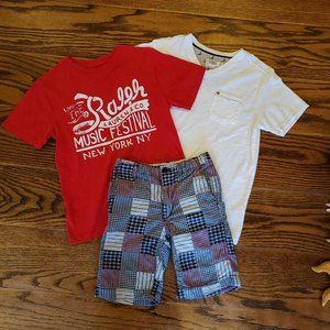 Boys Gap Kids Shorts 12 T-shirt Polo Medium Shirt Free Planet Red White Blue